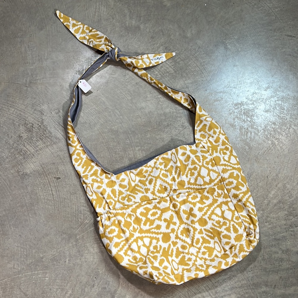 Handmade Jilly Beans Creations Reversible Yellow Cream Printed Boho Bag
